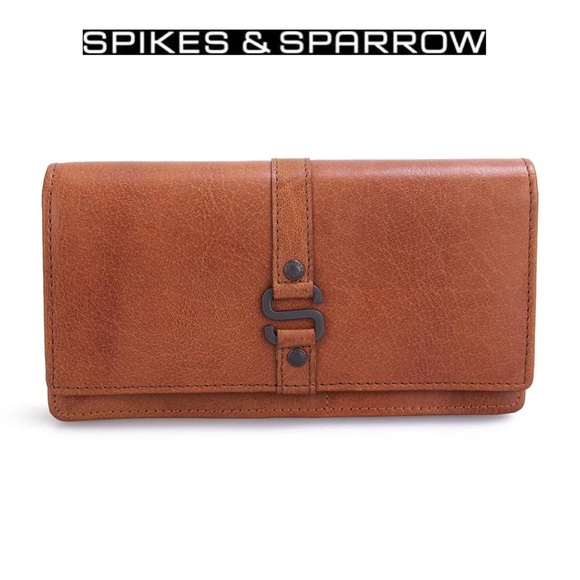 SPIKES & SPARROW LEATHER RFID WALLET - IOWA - BRANDY COGNAC